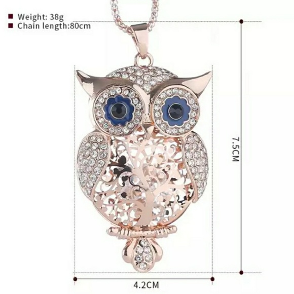 🌹Rose Gold Owl🌹 Pendant Necklace with Rhinest - Picture 2 of 2
